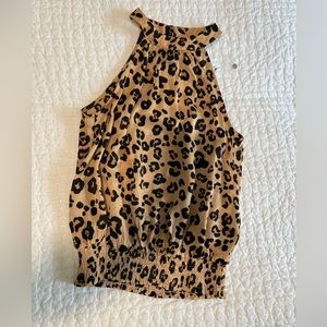 Olivaceous cheetah print halter blouse NWT size small